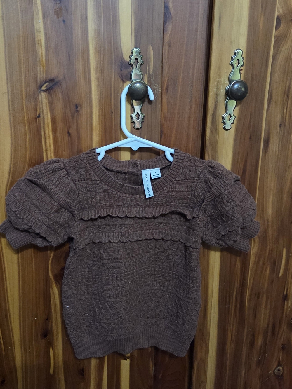 Janie and Jack Chocolate Brown Puff Sleeve Knit Top